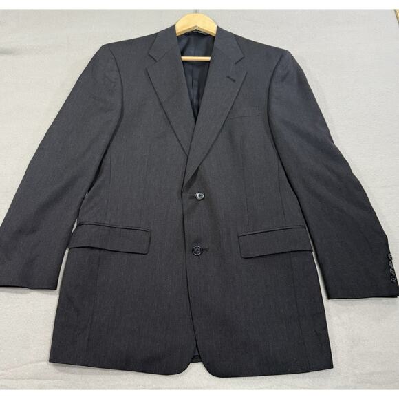 VTG BURBERRY LONDON Mens Size 38 Classic Blazer Gray 100% Wool Union Tag USA - Picture 2 of 15